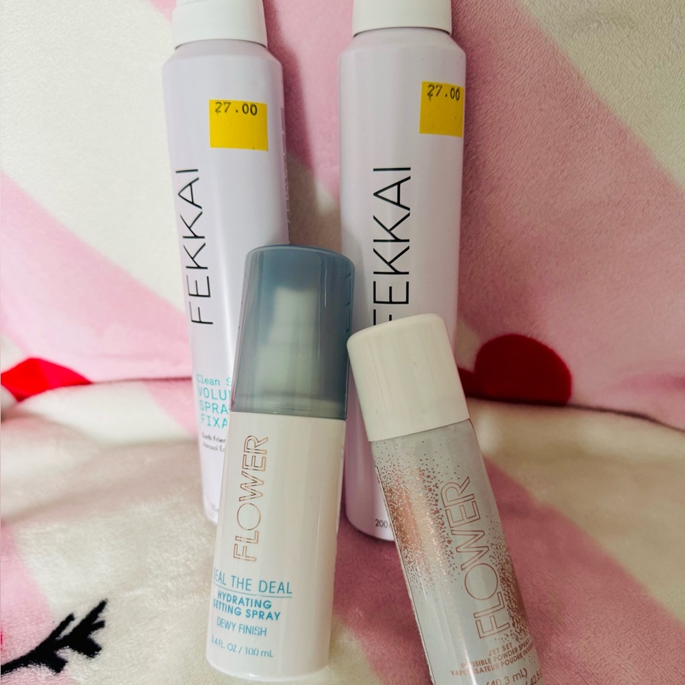 Flower Beauty & FEKKAI Hair/Makeup SprayBundle SettingSpray&VolumeSpray 4 Items